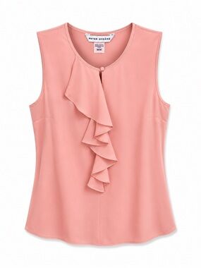 Peter Nygard Sleeveless Ruffle Front Camisole - Coral Pink